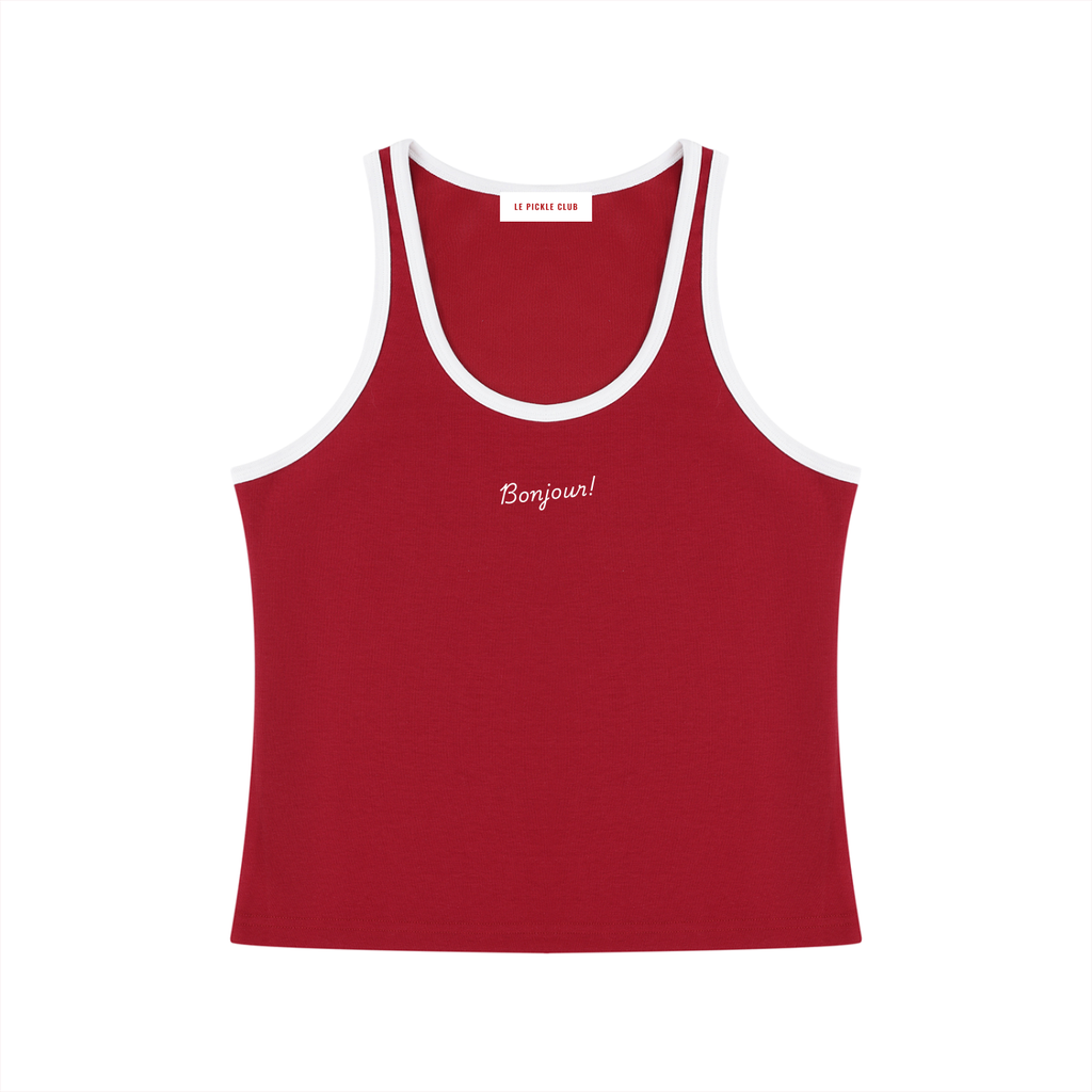 トップス PEACEMINUSONE TANK TOP #1 RED Bonjour! Ribbed Tank Top – Le Pickle Club