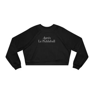 Black sweatshirt with 'Après Le Pickleball' text on a white background