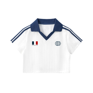 Contrast Collar Striped Cropped Jersey