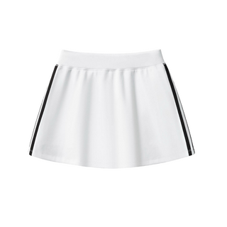 White skirt with black trim on a white background