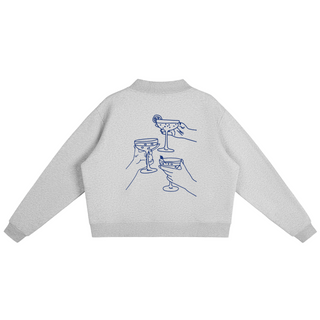 Gray sweatshirt with text on the back on a white background