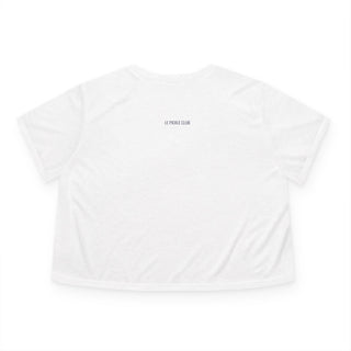 White crop top with 'Le Pique Club' logo on a white background