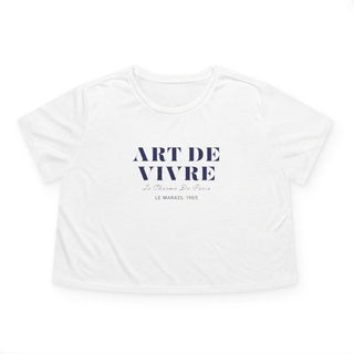 White t-shirt with 'Art de Vivre' text on a white background