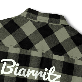 Plaid shirt with 'Biarnitz' branding on a white background