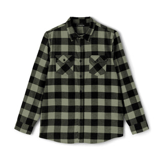 Black and olive checkered shirt on a white background