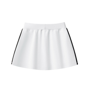 White skirt with black trim on a white background