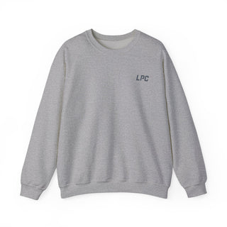 Gray sweatshirt with 'LPC' logo on a white background