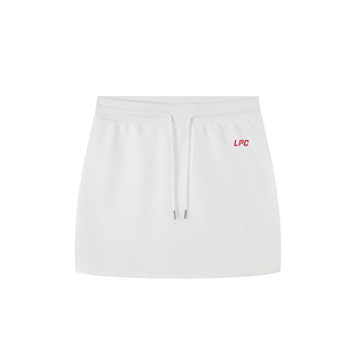 White skirt with red logo on a white background