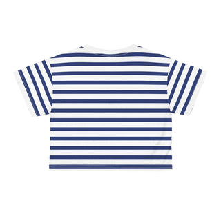 Blue and white striped shirt on a white background