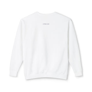 White sweatshirt with 'Le Pickle Club' logo on a white background