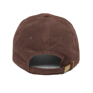 Brown cap with a gold buckle on a white background