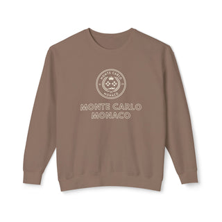 Brown sweatshirt with Monte Carlo Monaco logo on a white background