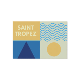 Saint Tropez product with geometric design on a white background